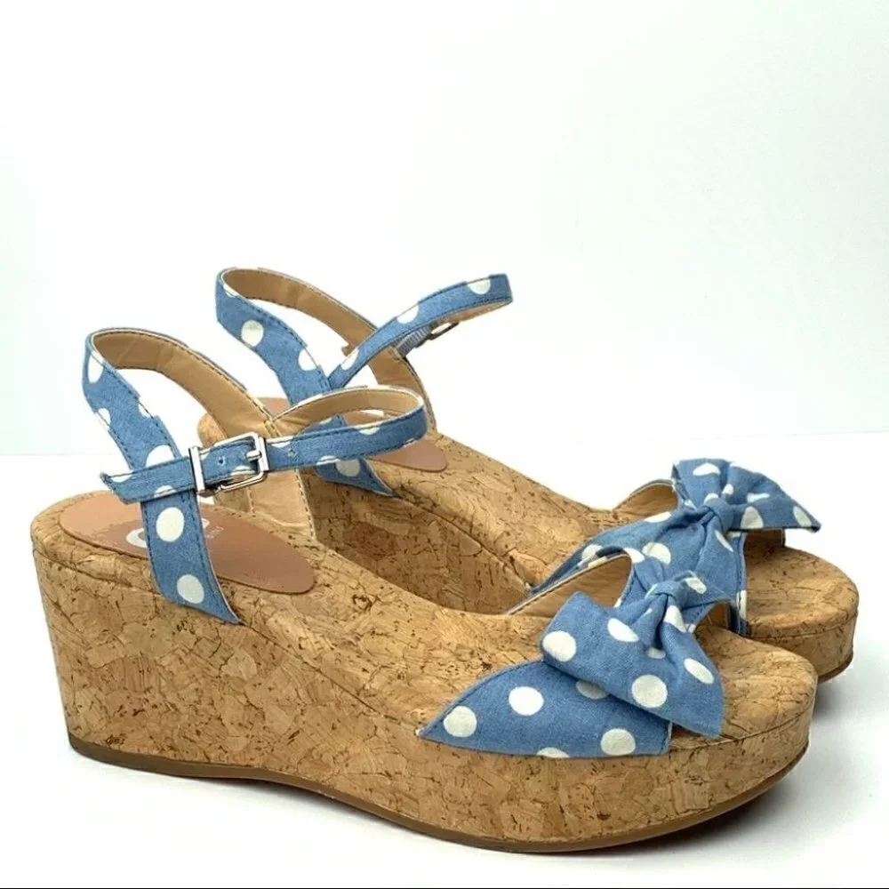GB Gianni Bini sandals 7 polka dot cork platforms